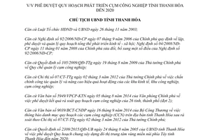 Quyết định 01/QĐ-UBND phê duyệt Quy hoạch phát triển cụm công nghiệp tỉnh Thanh Hóa 2020 2015