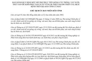 Quyết định 03/QĐ-UBND hỗ trợ giống cây trồng vật nuôi khôi phục sản xuất thiên tai dịch bệnh Cà Mau 2015