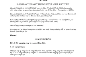 Thông tư 01/2015/TT-BLĐTBXH hướng dẫn quản lý trường hợp người khuyết tật