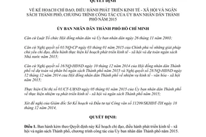 Quyết định 03/QĐ-UBND phát triển kinh tế xã hội ngân sách chương trình công tác Hồ Chí Minh 2015
