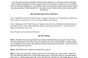 Quyết định 65/QĐ-BCT thực hiện 01/NQ-CP kế hoạch phát triển kinh tế xã hội dự toán ngân sách 2015
