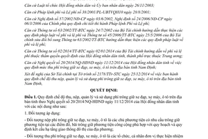 Quyết định 01/2015/QĐ-UBND thu nộp quản lý sử dụng phí trông giữ xe đạp xe máy ô tô Nam Định