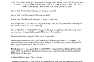 Quyết định 01/2015/QĐ-TTg sửa đổi 22/2009/QĐ-TTg truyền dẫn phát sóng phát thanh truyền hình