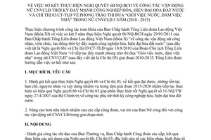 Hướng dẫn 21/HD-TLĐ 2015 sơ kết thực hiện Nghị quyết 6b/NQ-BCH và Chỉ thị 03/CT-TLĐ 2010 2015