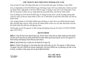 Quyết định 57/QĐ-UBND thủ tục hành chính thuộc thẩm quyền sở tài nguyên môi trường Quảng Nam 2015