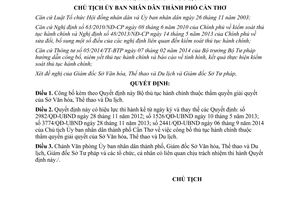 Quyết định 32/QĐ-UBND 2015 thủ tục hành chính thuộc Sở Văn hóa Thể thao Du lịch Cần Thơ