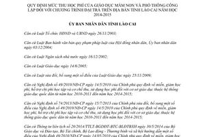 Quyết định 01/2015/QĐ-UBND học phí mầm non phổ thông công lập Lào Cai 2014 2015