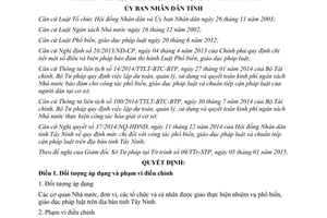 Quyết định 01/2015/QĐ-UBND mức chi công tác phổ biến giáo dục pháp luật Tây Ninh