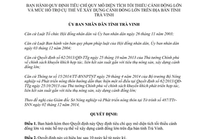 Quyết định 01/2015/QĐ-UBND quy mô diện tích tối thiểu mức hỗ trợ xây dựng cánh đồng lớn Trà Vinh