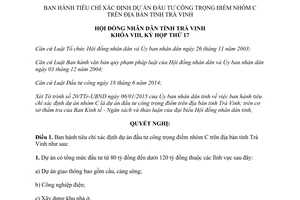 Nghị quyết 01/2015/NQ-HĐND tiêu chí xác định dự án đầu tư công trọng điểm nhóm C tỉnh Trà Vinh