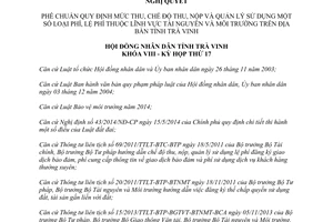 Nghị quyết 02/2015/NQ-HĐND mức thu quản lý sử dụng phí lệ phí tài nguyên môi trường Trà Vinh