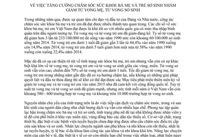 Chỉ thị 01/CT-BYT 2015 tăng cường chăm sóc sức khoẻ bà mẹ trẻ sơ sinh giảm tử vong mẹ tử vong sơ sinh