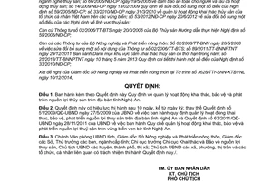 Quyết định 02/2015/QĐ-UBND quản lý hoạt động khai thác bảo vệ phát triển nguồn lợi thủy sản Nghệ An