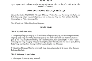 Quyết định 09/QĐ-TCTL-VP 2015 chức năng nhiệm vụ quyền hạn cơ cấu Văn phòng Tổng cục Thủy lợi