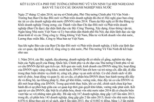 Thông báo 08/TB-VPCP 2015 kết luận Phó Thủ tướng Vũ Văn Ninh tái cơ cấu doanh nghiệp nhà nước