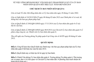 Quyết định 47/QĐ-UBND danh mục văn bản Ủy ban quận 6 Hồ Chí Minh hết hiệu lực toàn bộ 2014