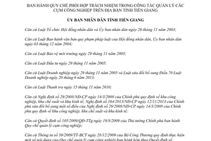 Quyết định 01/2015/QĐ-UBND Quy chế phối quản lý cụm công nghiệp Tiền Giang