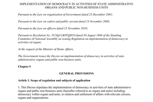 Decree No. 04/2015/ND-CP democracy activities State administrative organs public non business