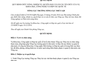 Quyết định 12/QĐ-TCTL-VP 2015 chức năng nhiệm vụ tổ chức của Vụ Khoa học Công nghệ