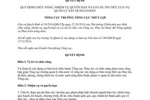 Quyết định 11/QĐ-TCTL-VP 2015 chức năng nhiệm vụ tổ chức Vụ Quản lý xây dựng cơ bản