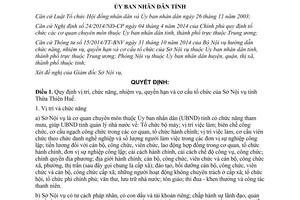 Quyết định 28/QĐ-UBND 2015 cơ cấu tổ chức của Sở Nội vụ Thừa Thiên Huế