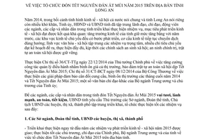 Chỉ thị số 01/CT-UBND tổ chức đón tết nguyên đán ất mùi Long An 2015