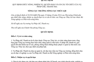 Quyết định 15/QĐ-TCTL-VP 2015 chức năng nhiệm vụ quyền hạn tổ chức Vụ Pháp chế Thanh tra