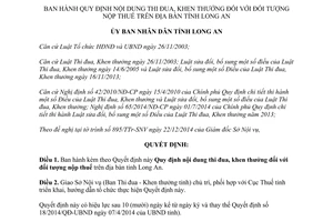 Quyết định 02/2015/QĐ-UBND thi đua khen thưởng đối với đối tượng nộp thuế Long An