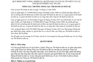 Quyết định 14/QĐ-TCTHADS 2015 chức năng quyền hạn cơ cấu tổ chức của Vụ Giải quyết khiếu nại tố cáo