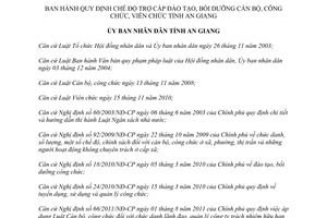 Quyết định 01/2015/QĐ-UBND chế độ trợ cấp đào tạo bồi dưỡng cán bộ công viên chức An Giang