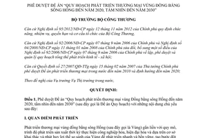 Quyết định 272/QĐ-BCT 2015 Quy hoạch phát triển thương mại đồng bằng sông Hồng 2020 tầm nhìn 2030