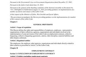 Decree No. 05/2015/NĐ-CP guidance on the implementation of a number of contents of the labor code