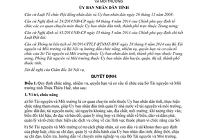 Quyết định 48/QĐ-UBND 2015 cơ cấu tổ chức của Sở Tài nguyên Môi trường Thừa Thiên Huế