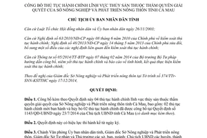 Quyết định 36/QĐ-UBND thủ tục hành chính thủy sản thẩm quyền Sở Nông nghiệp Cà Mau 2015