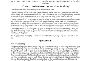 Quyết định 10/QĐ-TCTHADS 2015 chức năng nhiệm vụ quyền hạn cơ cấu tổ chức của Văn phòng