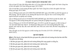 Quyết định 03/2015/QĐ-UBND Bộ đơn giá quan trắc phân tích môi trường tỉnh Phú Yên