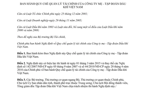 Nghị định 06/2015/NĐ-CP Quy chế quản lý tài chính Công ty mẹ Tập đoàn Dầu khí Việt Nam