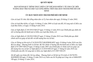 Quyết định 03/2015/QĐ-UBND cấp thẻ bảo hiểm y tế cho đối tượng bảo trợ xã hội Thành phố Hồ Chí Minh
