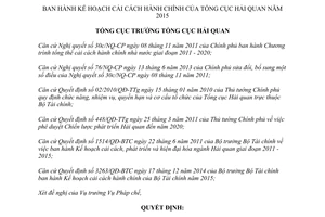 Quyết định 81/QĐ-TCHQ Kế hoạch cải cách hành chính Tổng cục Hải quan 2015