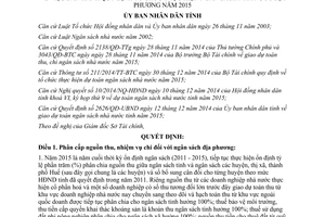 Quyết định 01/2015/QĐ-UBND ngân sách nhà nước địa phương 2015 Thừa Thiên Huế