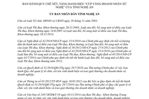 Quyết định 03/2015/QĐ-UBND Quy chế xét tặng danh hiệu Cúp vàng doanh nhân Xứ Nghệ Nghệ An