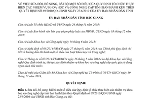Quyết định 20/2015/QĐ-UBND sửa đổi 69/2010/QĐ-UBND nhiệm vụ khoa học công nghệ cấp Bắc Giang