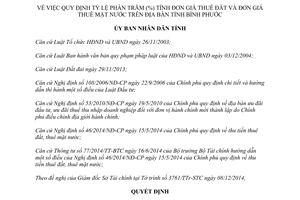 Quyết định 02/2015/QĐ-UBND tỷ lệ phần trăm tính đơn giá thuê đất thuê mặt nước tỉnh Bình Phước