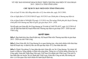 Quyết định 71/QĐ-UBND 2015 Phát triển Thương mại điện tử 2015 2020 Vĩnh Long