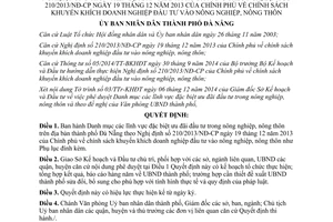 Quyết định 179/QĐ-UBND 2015 lĩnh vực đặc biệt ưu đãi đầu tư trong nông nghiệp nông thôn Đà Nẵng