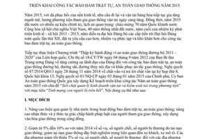 Kế hoạch 14/KH-UBATGTQG triển khai công tác bảo đảm trật tự an toàn giao thông năm 2015