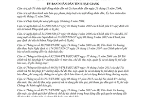Quyết định 02/2015/QĐ-UBND khoản thu phí lệ phí tỷ lệ phần trăm trích lại cho đơn vị thu tỉnh Hậu Giang
