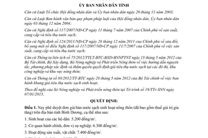 Quyết định 01/2015/QĐ-UBND đơn giá bán nước sạch sinh hoạt nông thôn Bình Dương