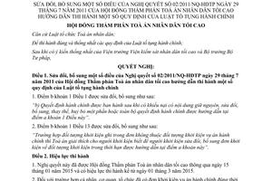 Nghị quyết 01/2015/NQ-HĐTP sửa đổi 02/2011/NQ-HĐTP hướng dẫn thi hành Luật tố tụng hành chính