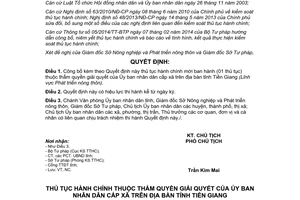 Quyết định 131/QĐ-UBND 2015 thủ tục hành chính mới thuộc Ủy ban nhân dân cấp xã Tiền Giang